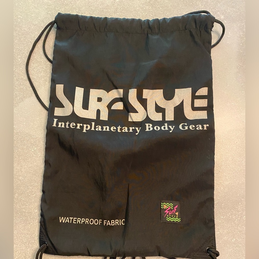 Surf Style Black Waterproof Drawstring Bag